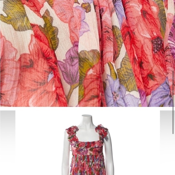 NWT Zimmerman Poppy Ruffled Floral-print Silk Dress size 0 - Picture 2 of 13